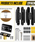 Six Inch Hidden Door Hinge With Concealed Hardware Kit For Flush Wall Mounts, showcases components for easy installation.