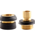 Two Piece Brass Garden Hose Quick Connect Fittings Set For Hoses Nozzles And Sprinklers With Push Pull Ring And Rubber Grips