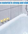 2 Pack Metal Golden Shower Knobs Replacement For Pfister Verve Shower Faucet Handle installed on tiled bathroom wall