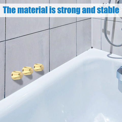 2 Pack Metal Golden Shower Knobs Replacement For Pfister Verve Shower Faucet Handle installed on tiled bathroom wall
