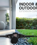 Super Versatile Heavy Duty 25 Ft Extension Cord Featuring 6 Multiple Outlets 16 Gauge 15 Amp 3 Prong Outdoor Indoor Power Cable Ideal For Christmas Lights Yard Decorations Camping Workshops And More In Black displayed in indoor and outdoor setting