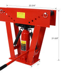 Heavy Duty 16 Ton Manual Hydraulic Pipe Bender With Eight Dies for 1/2 to 3 inch piping red steel tool front view