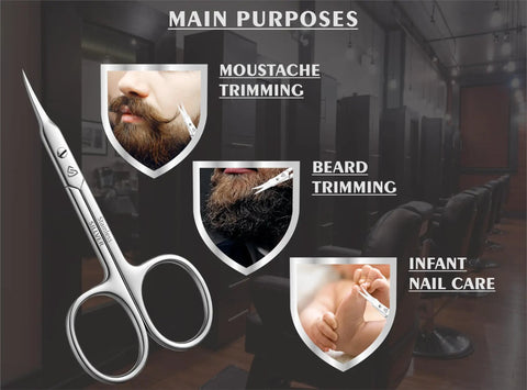 Curved Blade Cuticle Scissors With Extra Fine Pointed Tips For Precise Grooming Manicure Eyebrow Beard Mustache Nose Hair Eyelash Trim Multipurpose Nail Scissors For Pro Home Grooming stainless steel, for beard, moustache, and infant nail care