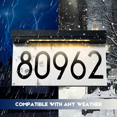 Solar Powered Address Plaque For Home With LED Night Light Outdoor Waterproof Address Sign 3000K Warm White Auto Sensor