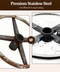 Comparison of the Real Deal Stainless Steel Chair Footrest Ring With 40 Cm Diameter, showing rusted vs new finish.