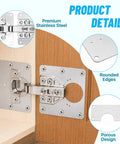 Stainless Steel Cabinet Door Hinges Kit With Soft Close Hinges showing premium steel, porous design, rounded edges on wood cabinet.