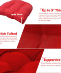 Close-up of Waterproof Outdoor Chair Cushions Set Of 2 19x19 Inch Tufted Red Cushions, highlighting thickness and tufted style