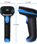 Front and side view of 2.4G Wireless 1D Barcode Scanner for Retail and Warehouse, Ultra-Fast Cordless Reader With 300 Scans Per Second, 100ft Range, Plug-and-Play USB Receiver, Works with Windows, Linux, POS, and Inventory Management