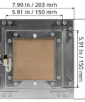 Zero Drama Six By Six Inch Waterproof Drywall Access Panel With Slick Push To Open Flush Mount showing aluminum frame and square aperture.