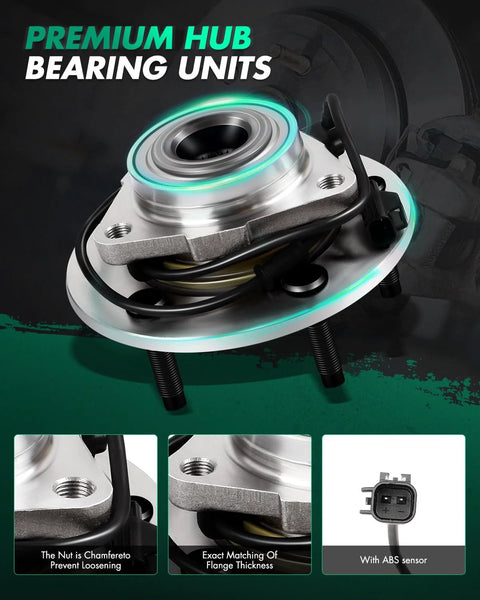 Heavy Duty Front Wheel Hub Bearing 2 Pack 5 Lug For Dodge Ram 1500 2002 2003 2004 2005 With ABS Direct Fit Premium OE Style Replacement