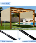 12x12 Ft Pergola Shade Canopy Cover With Grommets And Weighted Rods UV Blocking Durable HDPE Fabric over pool area