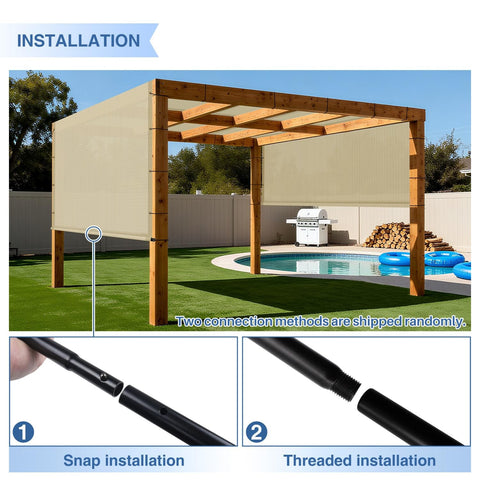 12x12 Ft Pergola Shade Canopy Cover With Grommets And Weighted Rods UV Blocking Durable HDPE Fabric over pool area