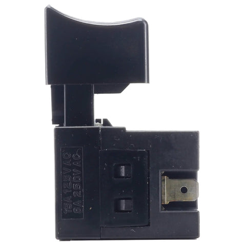 Side view of Miter Saw Replacement Switch 375115 For C12FDH C12FDHSM C12RSH2M, black plastic power control component.