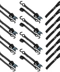 Set of Beefy 1500lb Break Strength Ratchet Straps For Motorcycles, Trucks, And ATVs, 15ft Tie Downs, 8 Pack With Soft Loops