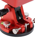 Close-up of Beefy Latitude Adjustment Telescope Mount With One Quarter Inch Interface And M6 M8 Interfaces in red aluminum alloy