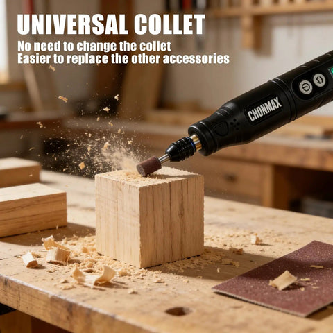 Cordless Rotary Tool Kit With Five Speed Settings 3.7V Mini Grinder Led Front Light 42 Piece Accessory Set sanding wood block