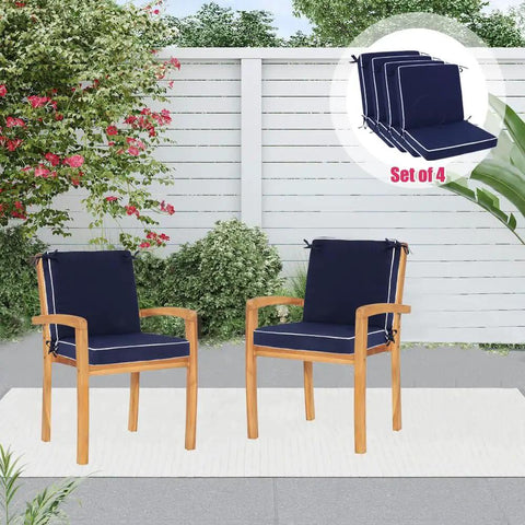 Set Of 4 Outdoor Patio Chair Cushions 20 By 17 Inch Seat Cushions With Ties, Water Resistant UV Protected All Weather Cushions For Patio Furniture, 2 Inch Thick on chairs