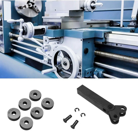 Heavy Duty Lathe Tools Set With High Hardness Metal Cutting Bits And Three Pattern Knurling Wheel Sets for precision machining.
