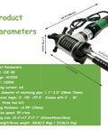 Banfluxion 1200W Electric Pipe Beveling Machine For Inner Expansion Grooving With Chamfering Capabilities, dimensions shown.