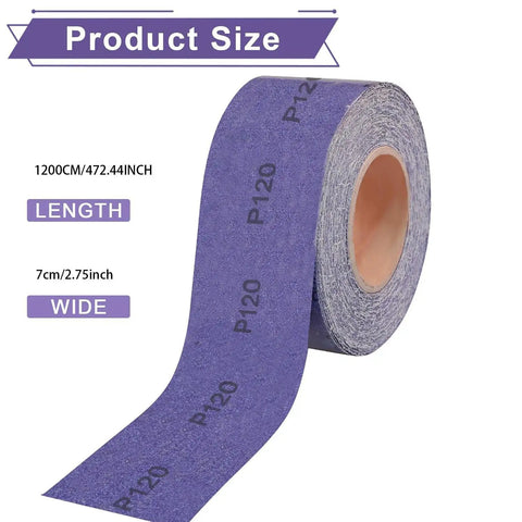 Top Tier PSA Purple Ceramic Sandpaper Roll For Longboard And Auto Detailing Jobs With 180 Grit, 13 yards long and 2.75 inches wide.
