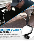 Man using Trailer Crank Handle Compatible With Timpte Landing Gear And Tent Trailer For Camper Trap Door One And One Half Inch Socket