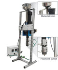 Heavy Duty Filament Extruder For 3D Makers That Cranks Out Legit 0.6 Inch Tube with material inlet and filament outlet view.