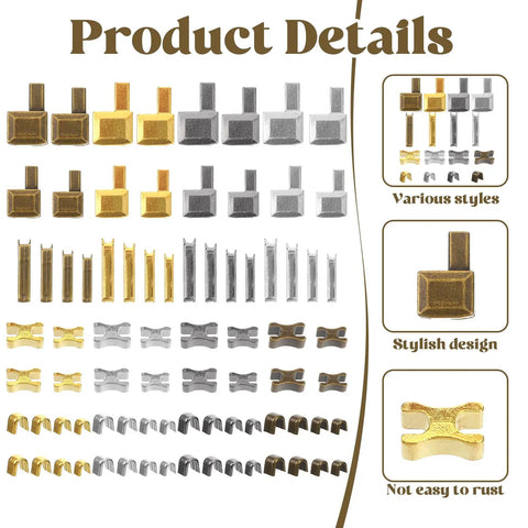 Zipper Repair Kit Set With 80 Bottom Stops, Insertion Pins And Sliders For Jackets And Coats, 4 Sizes And 4 Colors, zinc alloy.