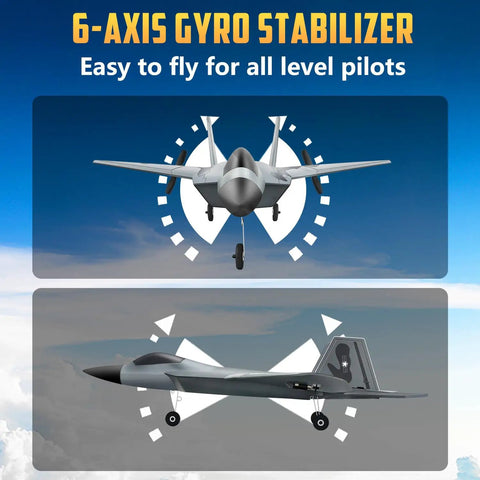 Two Channel RC Airplane Ready To Fly With Self Stabilization And 2.4 GHz Remote, Durable Foam Glider Front and Side View