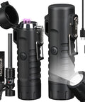 Windproof Plasma Arc Lighter And LED Flashlight 2 In 1 For Camping Hiking And Emergencies With A 5 In 1 Magnesium Fire Starter All Weather Survival Gear For Outdoor Enthusiasts