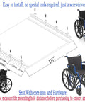 Pro Grade Wheelchair Seat Replacement 18 By 16 Inch Matte Black Nylon Upholstery Kit with steel rails and mounting hardware.