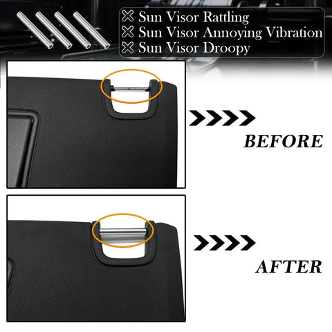 Heavy Duty Sun Visor Repair Kit For Jeep Wrangler JK JKU 2007 To 2017 Four Piece Visor Tube Set installation before and after