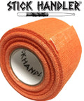 Top Shelf Non Slip Drumstick Grip Tape That Locks Down Your Sticks And Keeps Your Sweat At Bay For Killer Live Sets Or Practice Sessions In Bright Orange Soft Cotton Material, rolled view.