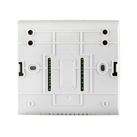 Back view of VisionPro Digital Thermostat For Home Or Small Business 3 Heat 2 Cool System RedLINK Wireless Ready white model