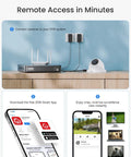 Setup process of Next Level AI Motion Alerts 8 Channel 1080p Weatherproof Dome Home Surveillance System with DVR and mobile app.