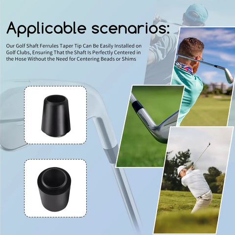 10 Pack Black Golf Shaft Ferrules Taper Tip 5/8 Inch Length, 0.355 Inch Diameter, Fits Titleist T100 T150 T200 T350 CB MB AP1 AP2 TMB Irons, Pro Grade, DIY Friendly Install For Quick Club Builds