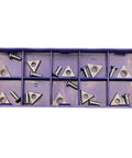 Negative Rake Carbide Brake Lathe Bit Kit for Ammco Lathes with 10 carbide inserts in a purple case
