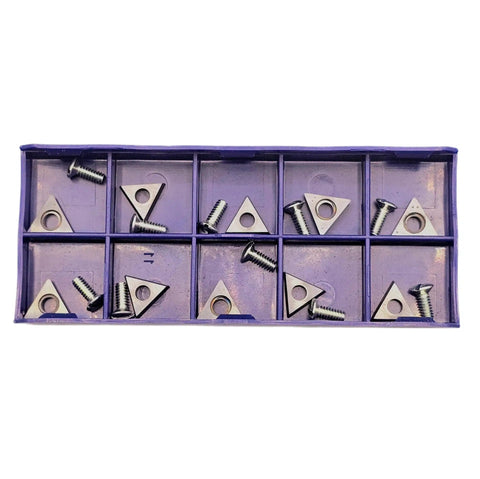 Negative Rake Carbide Brake Lathe Bit Kit for Ammco Lathes with 10 carbide inserts in a purple case