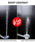 High Pressure Jetting Shower Head With 3 Modes, Modern Chrome Finish, ABS Body, Mineral Stone Beads vs standard shower head