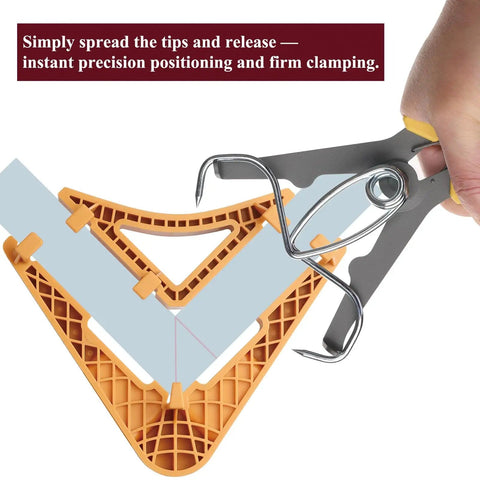 Game Changer Corner Clamp Set For Woodworking 90 Degree Right Angle Holders in use for precise clamping on T joint.