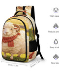Scarf Horned Ram Print Unisex Backpack With Large Capacity, 12.6x7.3x16.5 in, durable polyester daypack, side view