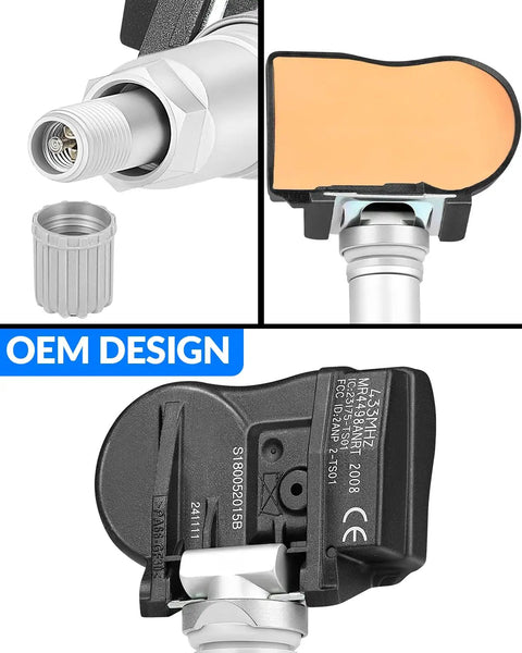 Plug And Play Pre Programmed TPMS Tire Pressure Sensor Kit For Toyota Prius Corolla Camry RAV4 4Runner Tacoma Tundra Lexus IS ES GX HS Scion 315MHz Fitment Set Of Four OEM sensor close-up