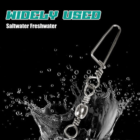 150 Piece Fishing Swivels And Snaps Kit With Ball Bearing Barrel Swivels For Saltwater And Freshwater Tackle Quick Change Snaps Sizes 2 4 6 8 10 Includes 20 20 30 40 40 Pieces Great Gift For Anglers on water splash background