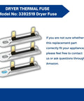 Dryer Thermal Fuse WP3392519 Universal Replacement For Whirlpool Maytag Dryer Thermal Fuse Replaces AP6008325 3 Pack