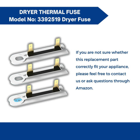 Dryer Thermal Fuse WP3392519 Universal Replacement For Whirlpool Maytag Dryer Thermal Fuse Replaces AP6008325 3 Pack