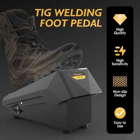 5 Pin TIG Welding Foot Pedal With 16 Ft Cable Adjustable 0 To 250 Amps Non Slip Surface Amperage Control For Precise Arc Compatible With Most 5 Pin TIG Welders And Pro Series Machines with boot on pedal