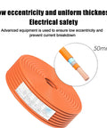 Heavy Duty Electric Power Cable 100 Foot Drop Featuring Xlpe Sheathing Dual Braid To Banish Noise And Pure Copper Core For Lightning Fast Chargers And Home Battery Banks Wired Tight Ready To Roll on a spool showing 50mm² conductor.