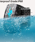 2Pack 5 Pin SPST Rocker Switch Kit With Jumper Wires 12V 20A showing waterproof IP68 rating underwater with blue LED
