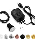 Sink Top Air Switch Kit For Garbage Disposal Brushed Nickel Stainless Steel Button Short 2.5 Inch Size For Thin Countertops Dead Simple Install Safe Power Operation with wiring and fittings
