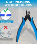 Ultra Sharp Flush Cutters Set 3 Pack 5.3 Inch Diagonal Cutting Pliers For DIY Jewelry Making And Crafting Built For Aluminum Wire Plastic And Soft Copper Wire Jewelry And Model Projects showing neat incisions without burrs