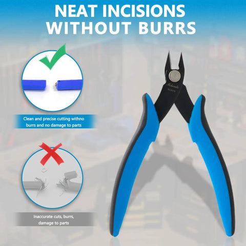 Ultra Sharp Flush Cutters Set 3 Pack 5.3 Inch Diagonal Cutting Pliers For DIY Jewelry Making And Crafting Built For Aluminum Wire Plastic And Soft Copper Wire Jewelry And Model Projects showing neat incisions without burrs